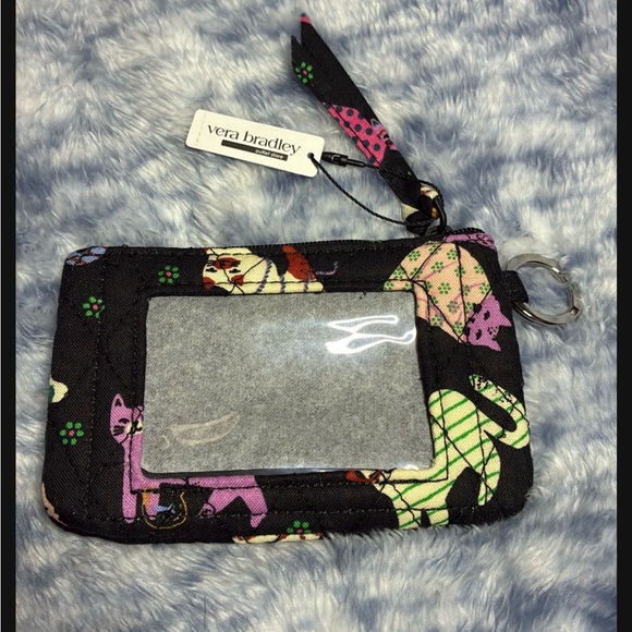 Vera Bradley Handbags - Vera Bradley Cat Print ID Wallet w Keyring New w Tags